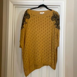 Embroidered bat wind loose knit sweater